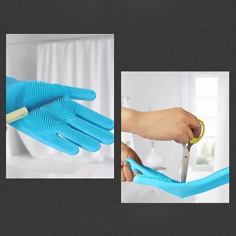 2-Pieces: 2-in-1 Pet Dog Bath Gloves with Silicone Brush