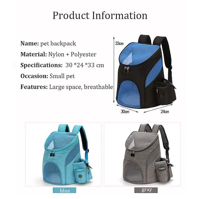 Dog Cat Pets Carrier Bag Travel Backpack