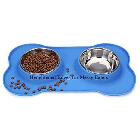 Hubulk 2 Stainless Steel Dog Bowl with No Spill Non-Skid Silicone Mat